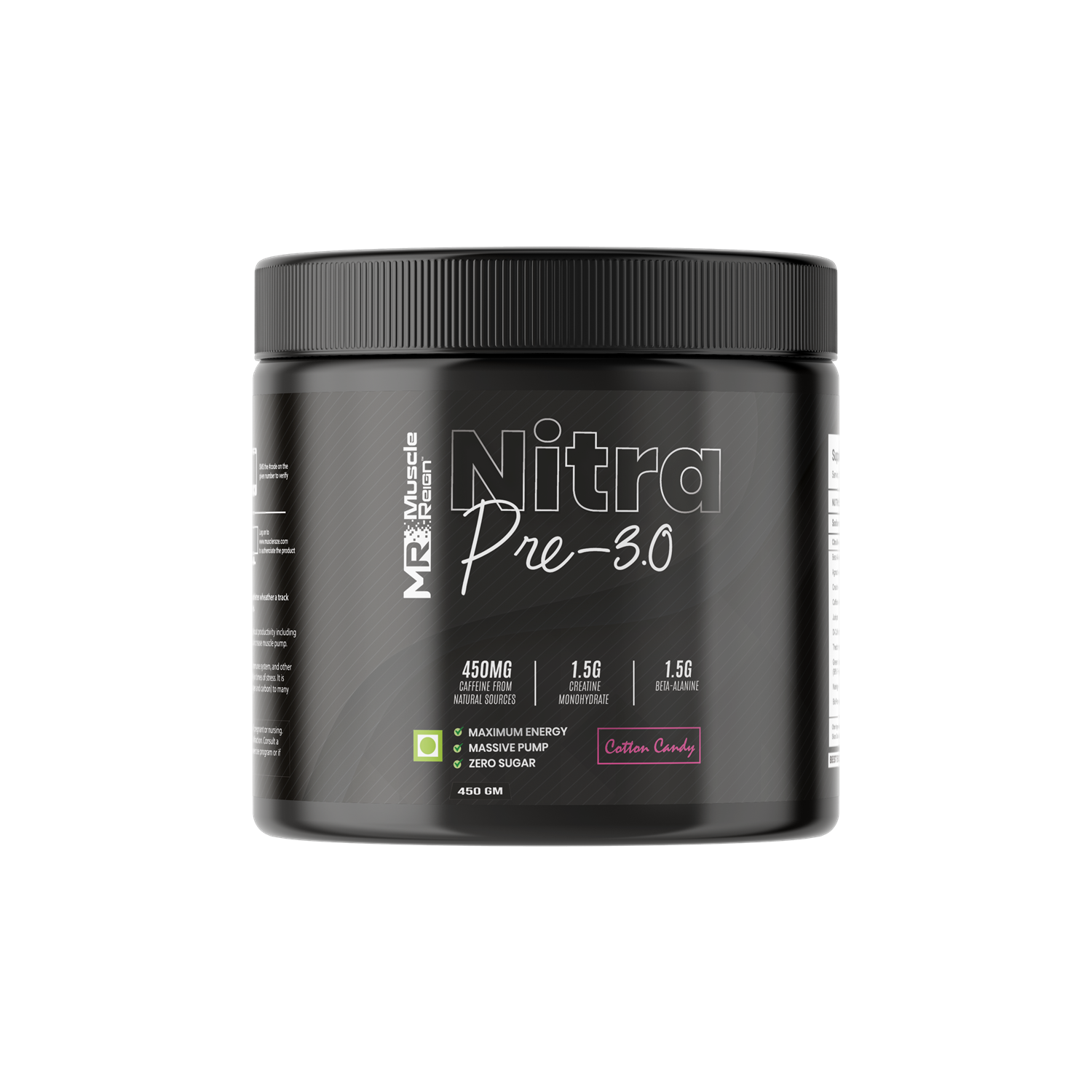 Muscle Reign Nitra Pre 3.0 pre workout in Cotton Candy flavour for enhanced energy and performance